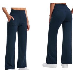 NWT Libin Wide Leg Yoga Pants Navy Blue With Pockets Size S